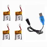 3.7V 100mAh Lipo Battery for WLtoys V272,Cheerson CX-10 Mini Quadcopter Estes Proto X, Syncro X, Hubsan Q4 Nano Quadcopter 4 Pack With USB Charge Cable