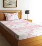 Home Sizzler 144TC Kid's Elephant & Kitty Single Bedsheet with 1 Pillow Cover