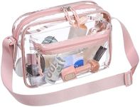 CLEKEGBAG Clear messenger shoulder bag plastic womens crossbody stadium transparent events purse college work concerts, Pink