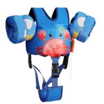 MoKo 13-20-30lbs Toddler Floaties Arm Floaties, Toddler Swim Vest Cartoon Swim Arm Band for Kids with Crotch Strap Pool Float Vests Sleeves Shoulder Straps Learn to Swim, Blue & Crab