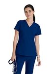 Barco One Women's 5106 V-Neck Perforated Detail Perfomance Scrub Top- Indigo- 3X-Large