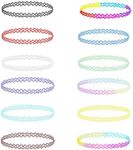 zhenzhenhao Tattoo Choker Necklace Set 12PC - 90s Accessories Old School 2000s Jewelry - Stretchy Black Collar - One Size Women Teen Girl (Multicolor)