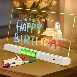 Clear Dry Erase Board, Rechargeable LED Acrylic Message Board, Acrylic Illuminated Dry Erase Board, Can be Used as Night Light for bar/Shop/Office/Holiday/Gifts (Horizontal13.7 * 8.2inch)