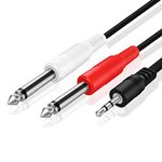 TNP Premium 1/8 to 1/4 Stereo Cable Male to Male 10ft - Dual Y-Connector 1/4 to 1/8 Audio Cable - 3.5mm TRS to Dual 6.35mm TS Cable Compatible with Smartphone, Laptop, Speaker, Amplifier, Audio Mixer