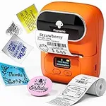 Memoqueen M110 Label Maker Machine-Barcode Label Printer, Portable Sticker Maker for Price Tag, Logo,Address, Mailing, Home, Office & Small Business, Compatible with Phones&PC Orange