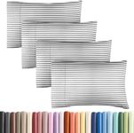 King Size Pillow Cases Set of 4 - Extra Soft Pack of 4 Pillowcase Covers - Hotel Luxury Pillowcases - Machine Washable Pillow Protectors - 20x40 Pillow Cases 4 Piece - King Grey Stripe Pillow Covers