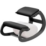 MallVitally Adjustable Kneeling Chair for Home Office, Ergonomic Wooden Rocking Chair with Angled Seat and Padded Knee Support(Black)