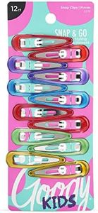 Goody Kids Contour Snap Clips - 12 Count, Assorted Colors - Just Snap Into Place - Suitable for All Hair Types - Pain-Free Hair Accessories for Women and Girls - All Day Comfort