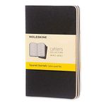 Moleskine Cahier Journal, Soft Cover, Pocket (3.5" x 5.5") Squared/Grid, Black, 64 Pages (Set of 3)