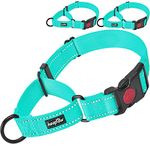 Haapaw Martingale Dog Collar with Quick Release Buckle Reflective Dog Training Collars for Small Medium Large Dogs(2 Packs) (Medium, Turquoise/Turquoise)