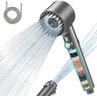 MEKO Hard Water Filter Shower Head with 15 Stage Filter, 3+1 Spray Jet Modes High Pressure Shower Head and 1.5m Hose, Handheld Massage Shower Filter for Residual Chlorine Remove (Grey)