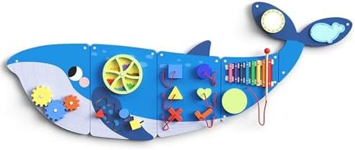 BlueWood Whale Activity Wall Busy Board Panels, Toddler Learning Activity Center, Montessori Sensory Board, Educational Toys, Activity Cube, Wall Toys, Learning Educational Toy for Toddler