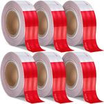 DOT-C2 Reflective Tape 2 in X 100 FT, 6 Roll Multi Pack Safety Tape Bulk, Red White Waterproof Self Adhesive Trailer Tape Outdoor Safety Caution Reflector Conspuicy Tape for Vehicles Boats Signs