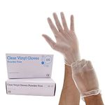 1ABOVE 100 Clear Vinyl Disposable Gloves | Latex | Powder Free | Use For Food, Safety, Cleaning, etc…(Medium)