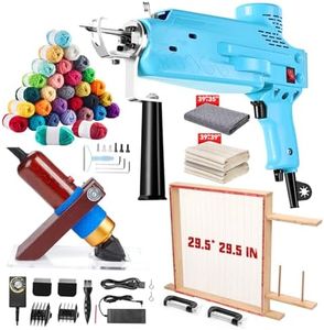 Riiai 2024 New Tufting Gun Starter Kit with Tufting Frame, Tufting Gun Cut Pile & Loop Pile, Tufting Frame 29.5”x 29.5”, 200W Carpet Trimmer-Rug Tufting Gun Making Kit for Rug Tufting(Baby Blue)