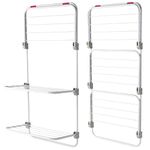 Kleeneze COMBO-8614 Three-Tier Overdoor Clothes Airer, Adjustable Shelves, Set of 2, Space Saving Drying Rack, for Compact Living & Smaller Households, Hard-Wearing Steel, 40 x 20 x 134 cm, Pink/White