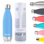 moon bottles - Insulated Water Bottle That Lasts Forever - 18/8 Stainless Steel Vacuum Flask - Double Walled Drink Bottle - Thermal Metal Flasks, Leakproof, 24hrs Cold & 12 Hot (260ml, Sky Blue)