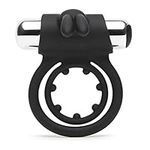 Lovehoney Rabbit Rocker Vibrating Penis Ring - Stretchy Silicone Double Cock Ring - Wireless Remote Control 10 Function Cock Ring for Couples Sex - Waterproof - Black