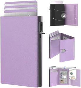 kinswnval Small Wallet for Women: Slim Pop-Up Card Holder with RFID Blocking, ID Window and Cash Slot for Small Bags, Lavender Purple