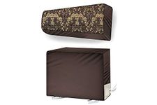 Stylista ac Cover Set of Indoor and Outdoor Unit for 1.5 ton Floral Pattern Brown