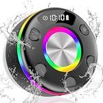 OYIB Bluetooth Shower Speaker, Portable Bluetooth Speaker with 360° Surround Sound, RGB Lights, Built-in Mic, IPX7 Waterproof Wireless Speaker with Suction Cup for Party/Outdoor/Bathroom/Travel Black