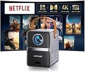 Mini 4K Projector【Netflix Officially & Dolby Audio】25000Lumen FHD 1080P Smart Portable Projector,TOF 1s Focus,WiFi6 Bluetooth 50% Zoom Short Throw Home Cinema Projectors for Bedroom,Outdoor, Kid Gifts