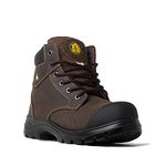 Tiger Safety Men's CSA Approved Steel Toe Work Boots, 6" Comfortable Safety Shoes 3055, Leather, Brown, Size 10.5 X-Wide