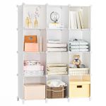 Neprock 12 Cube Storage Shelf, Closet Organizers Storage Shelves with Metal Hammer, DIY Plastic Cube Storage Bookshelf Closet Storage Closet Organizers and Storage for Clothes,Bedroom,Bathroom (White)