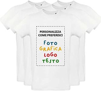 Generico Pacco 5 Magliette Uomo Personalizzate Set 5 T-Shirt Manica Corta Personalizzabili