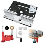 Aluminium Router Table Insert Plate and Router Lift Set, Woodworking Router Planer Trimmer Insert Plate for Woodworking Benches, Router Table for Motors with 63.8 to 65 mm Diameter (Black-4Pcs)