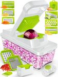 PrepNaturals Vegetable Chopper with Container, Veggie Chopper, Food Chopper & Onion Chopper - Mandoline Slicer for Kitchen (12 in 1, White)