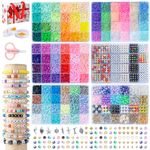 SJZWSD 6-Box Friendship Bracelet Making Kit - 16,000pcs Clay Beads, Seed Beads & Glass Beads Collection, Jewelry Making Kit, Letter Beads, Charms