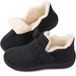 ZIZOR Women's Adjustable Strap House Bootie Slipper with Memory Foam (Black, Size 11)