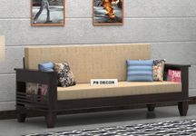 PS DECOR Sheesham Wood 3 Seater Sheesham Wood Sofa Cums Bed for Living Room (Walnut)