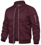 TACVASEN Windbreaker Jackets for Men Lightweight Fleece Jacket Men Winter Thermal Jackets for Men Bomber Jacket Men Wine Red