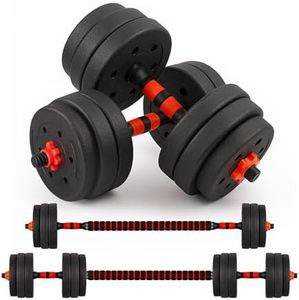 Straame 20KG Adjustable Dumbbell & Barbell Weight Set with Foam-Padded Connector. Free Weights for Home Gym, Strength Training, Non-Slip TPR Grips, PE Shell Plates, Compact Storage