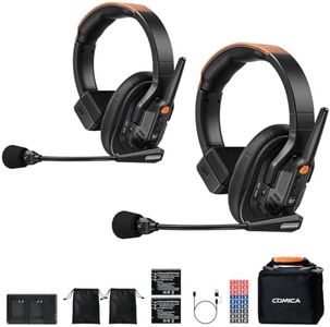 COMICA Seekcom S1 Wireless Intercom Headset System, 2.4GHz Full-Duplex Communication Headsets with 500m/1640ft Range, Noise Reduction, One-Key Broadcasting & Talk Modes for Live Show, Events (2 Sets)