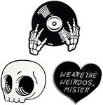 LIUJINCAN (3 PCS) Horror Skeleton Record Player Enamel Pins Set, Funny Hard Pins for Backpacks or Halloween Gifts