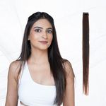 Capilus 100% Indian Natural Human Hair Clip In Color Streaks For Women, Single Clip (20 Inches, Black)