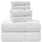 Chakir Turkish Linens 100% Cotton Premium Turkish Towels for Bathroom | 2 Bath Towels - 2 Hand Towels, 2 Washcloths (6-Piece Towel Set, White)