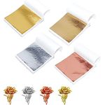 400 Pcs Imitation Rose Silver Gold Leaf Sheets for resin, Gold Foils Sheets Paper Nail Foil for Paint, Resin, Nails, Jewelry, Arts, Gilding Crafting, Decoration, Sculpture, Furniture (8.5X8CM)