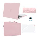 MOSISO Compatible with MacBook Pro 14 inch Case 2024 2023-2021 M3 A2918 A2992 M2 A2779 M1 A2442 Pro Max, Plastic Hard Shell Case&Sleeve Bag&Keyboard Skin&Screen Protector&Webcam Cover, Rose Quartz