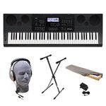 Casio Inc. WK6600 PPK 76-Key Premium Keyboard Pack with Stand, Power Adapter, Dust Cover, and Samson HP30 Closed-Cup Headphones