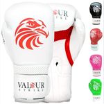 Valour Strike Boxing Gloves for Men Women Ladies Juniors | Set in Ounce 16oz 14oz 12oz 10oz 8oz for Pro Sparring Kickboxing MMA Muay Thai or Boxercise Training Workout | White Paw™