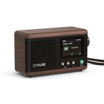 Pure Classic Mini Portable digital radio - DAB+ & FM - Bluetooth 5.3-15 hours battery life - 2 equaliser options - 2.4 inch colour display - Carrying strap - brown/walnut - Compact & lightweight