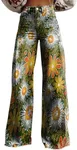 Flare Jeans for Women Vintage Wide Leg Boyfriend Baggy Stretchy High Waisted Trendy Denim Pants with Pockets Greens XX-Large