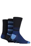 SockShop Men's Comfort Cuff Socks - Striped and Plain Soft Breathable & Cooling Bamboo Material Multipack of 3 Pairs Black/Blue 7-11