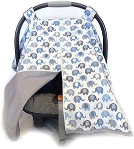 Vera Elephant 100% Breathable Cotton Baby Car Seat Cover (Blue Grey)