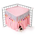 ONEJU Guinea Pig Hideout, Hideout for Guinea Pig, Guinea Pig Hideouts, Guinea Pig Cage Accessories for Guinea Pig, Bunny, Hamster, Chinchilla, Rabbit Without Metal Fences - Pink