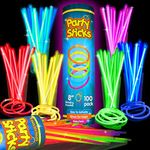 Glow Sticks Bulk Party Favors 100pk - 8" Glow in the Dark Party Supplies, Light Sticks for Neon Party Glow Necklaces and Bracelets for Kids or Adults